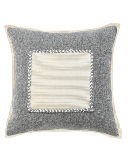 20" X 20" Gray And Cream 100% Cotton Zippered Pillow FurniFindUSA