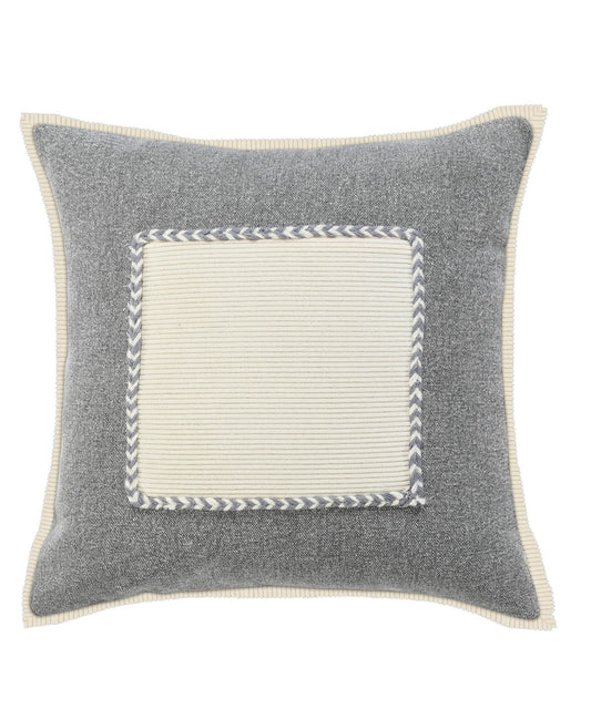 20" X 20" Gray And Cream 100% Cotton Zippered Pillow FurniFindUSA