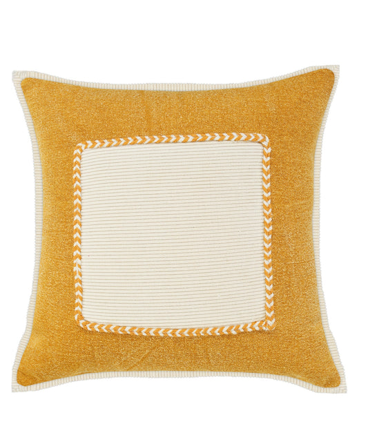 20" X 20" Golden Glow And Cream 100% Cotton Zippered Pillow FurniFindUSA