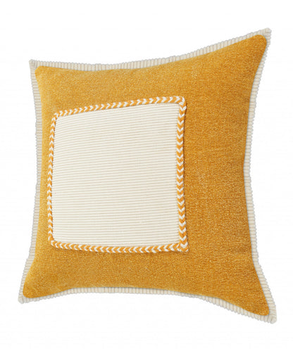 20" X 20" Golden Glow And Cream 100% Cotton Zippered Pillow FurniFindUSA