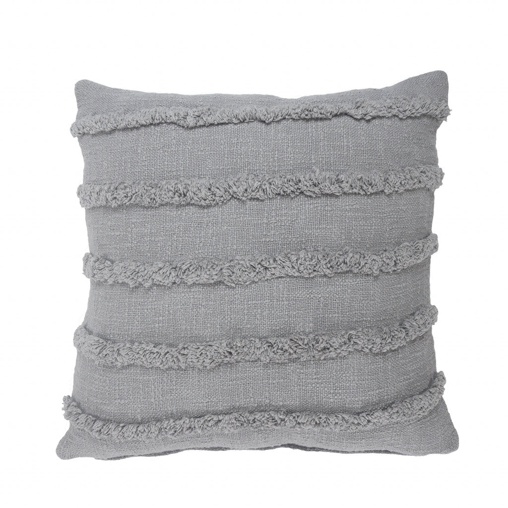 20" X 20" Gray 100% Cotton Zippered Pillow 4.0" (L) x 20.0" (W) x 20.0" (H) FurniFindUSA