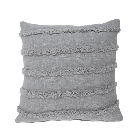 20" X 20" Gray 100% Cotton Zippered Pillow 4.0" (L) x 20.0" (W) x 20.0" (H) FurniFindUSA