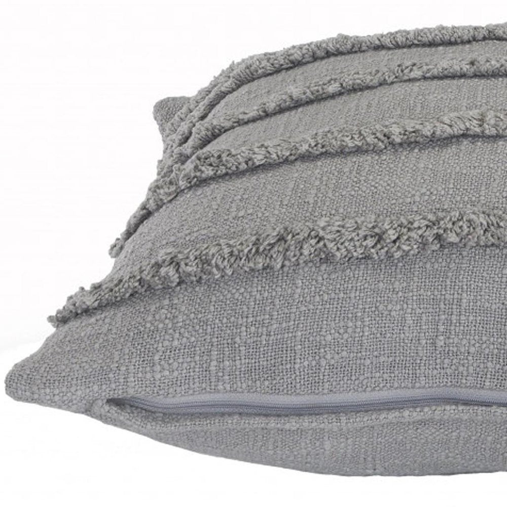 20" X 20" Gray 100% Cotton Zippered Pillow HomeRoots