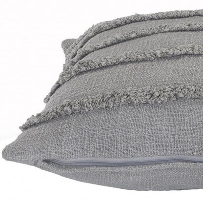 20" X 20" Gray 100% Cotton Zippered Pillow HomeRoots