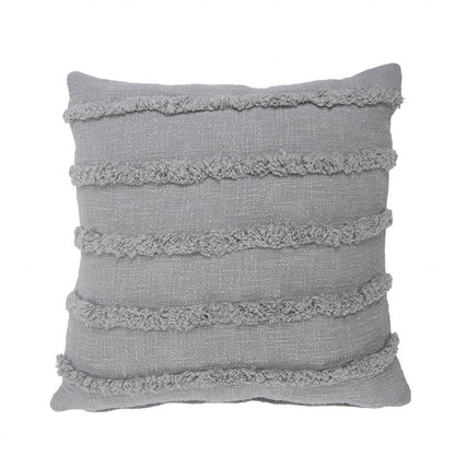 20" X 20" Gray 100% Cotton Zippered Pillow HomeRoots