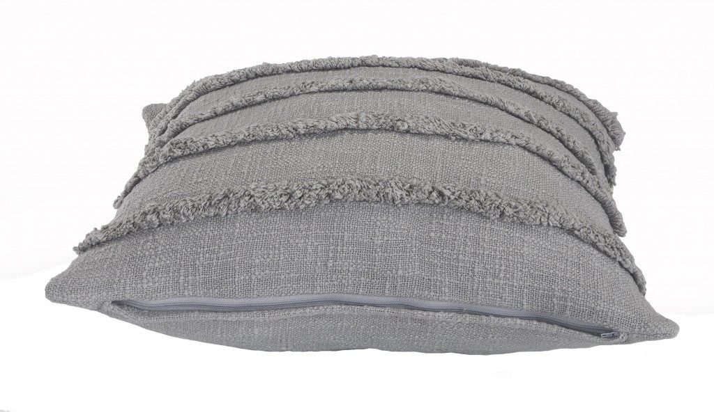 20" X 20" Gray 100% Cotton Zippered Pillow 4.0" (L) x 20.0" (W) x 20.0" (H) FurniFindUSA