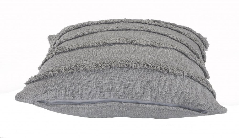 20" X 20" Gray 100% Cotton Zippered Pillow — view 4