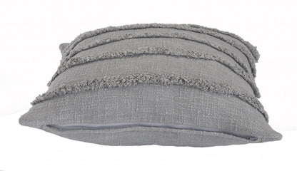 20" X 20" Gray 100% Cotton Zippered Pillow HomeRoots