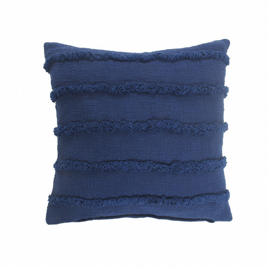 20" X 20" Deep Blue 100% Cotton Zippered Pillow FurniFindUSA