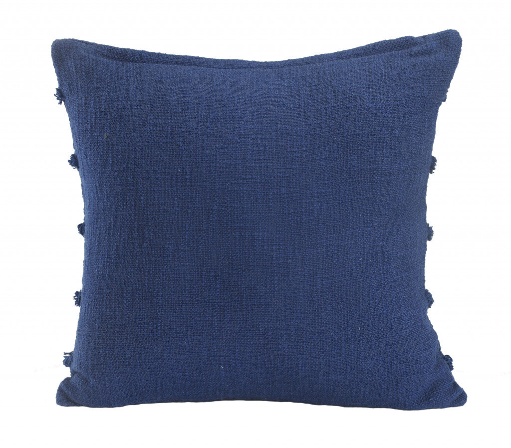 20" X 20" Deep Blue 100% Cotton Zippered Pillow FurniFindUSA