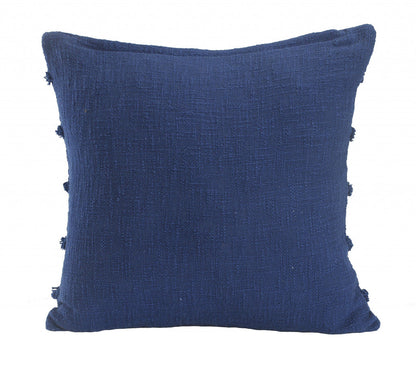 20" X 20" Deep Blue 100% Cotton Zippered Pillow FurniFindUSA