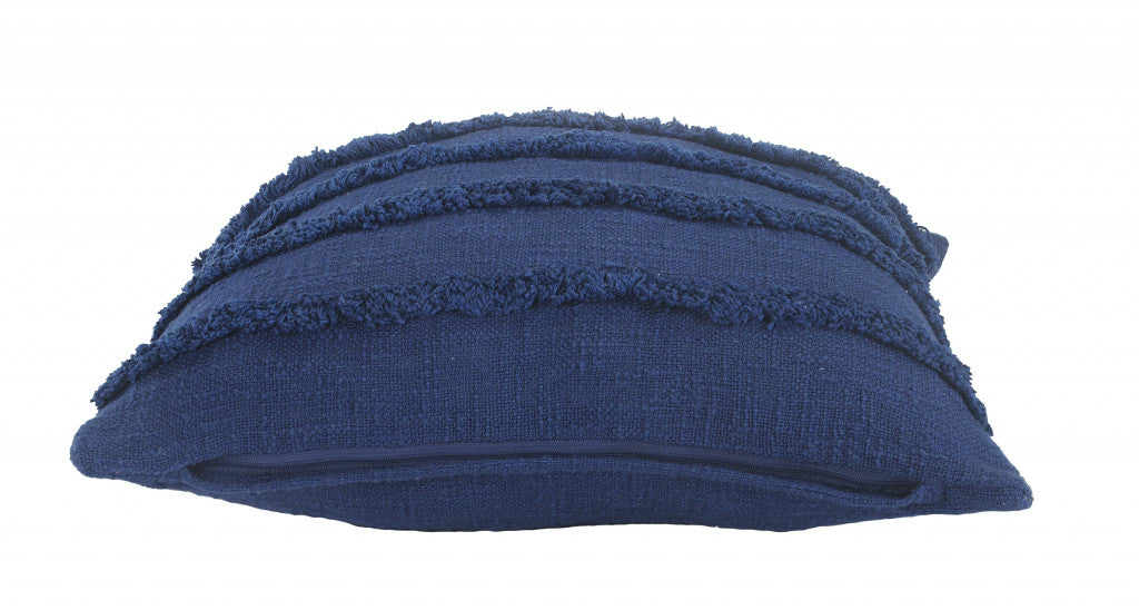20" X 20" Deep Blue 100% Cotton Zippered Pillow FurniFindUSA