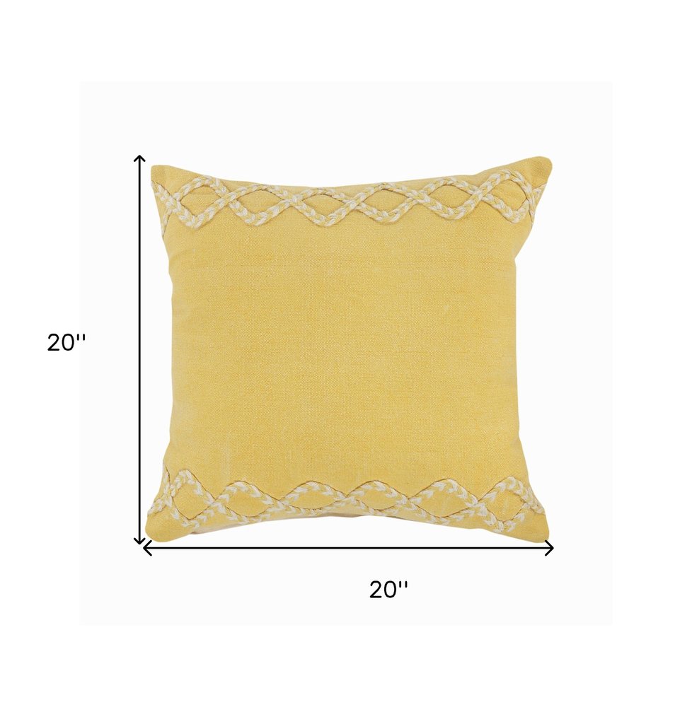 20" Yellow and White Throw Pillow HomeRoots