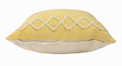 20" X 20" Yellow and White Braided Cotton Zippered Pillow FurniFindUSA