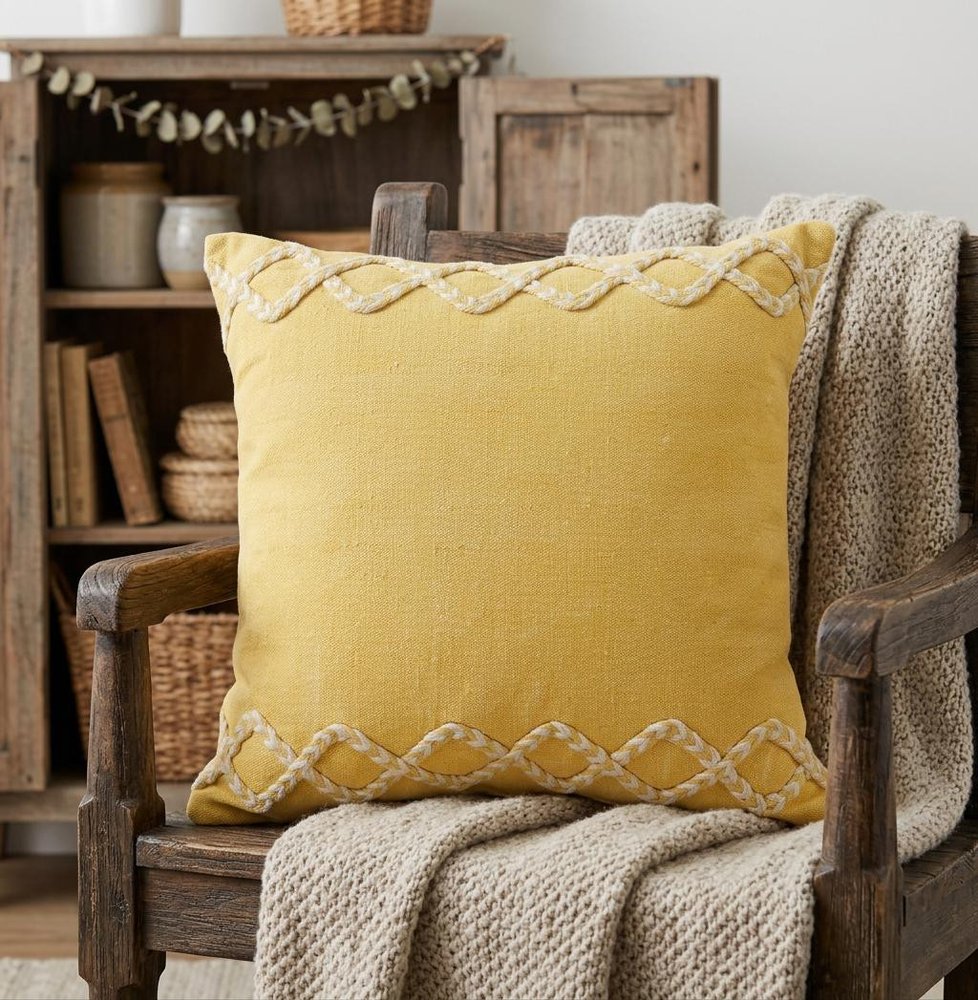 20" Yellow and White Throw Pillow — view 5