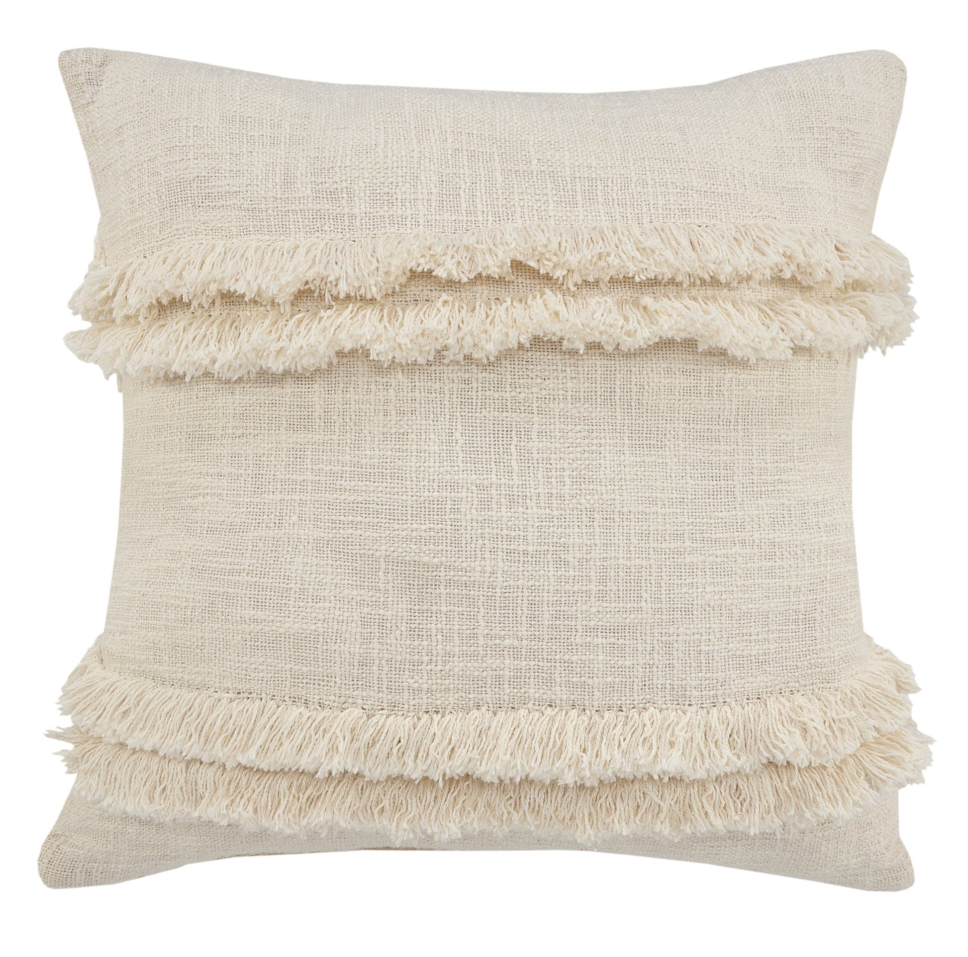 20" X 20" Cream 100% Cotton Zippered Pillow FurniFindUSA