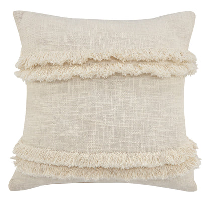 20" X 20" Cream 100% Cotton Zippered Pillow FurniFindUSA