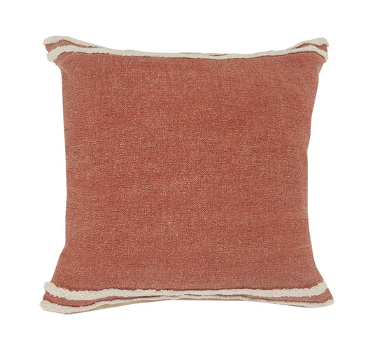 20" X 20" Cinnamon And White 100% Cotton Striped Zippered Pillow FurniFindUSA