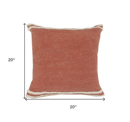 20" X 20" Cinnamon And White 100% Cotton Striped Zippered Pillow HomeRoots