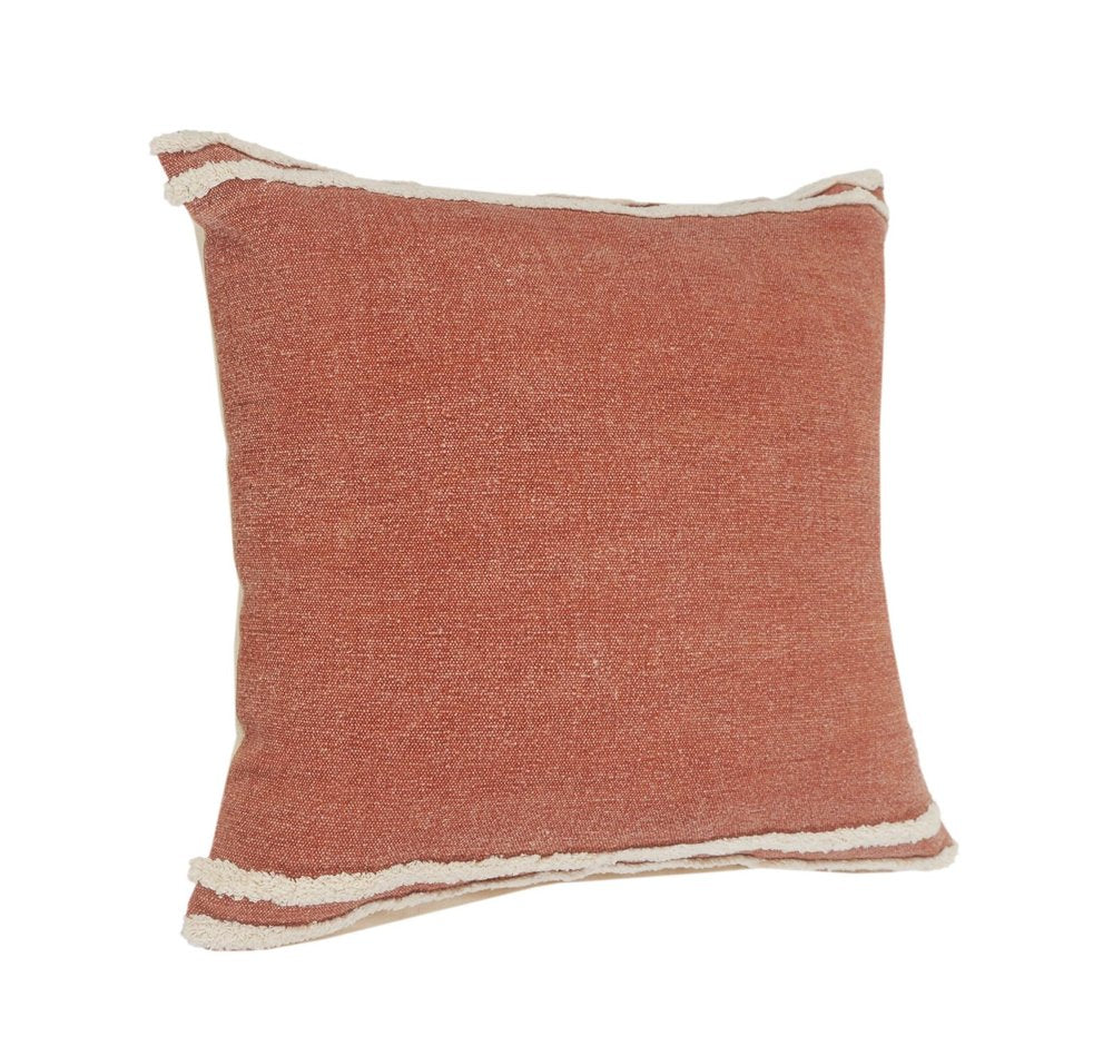 20" X 20" Cinnamon And White 100% Cotton Striped Zippered Pillow — view 4