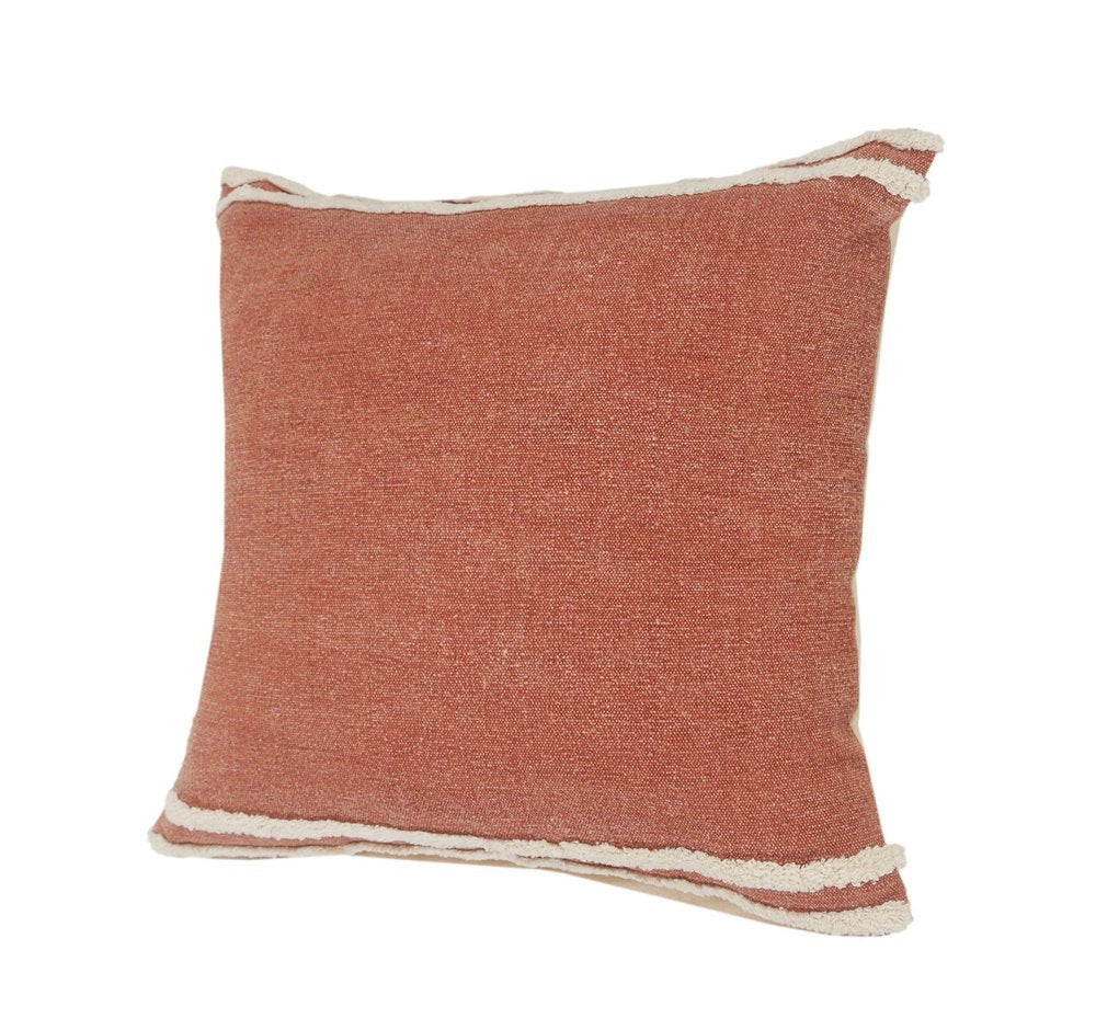 20" X 20" Cinnamon And White 100% Cotton Striped Zippered Pillow — view 5