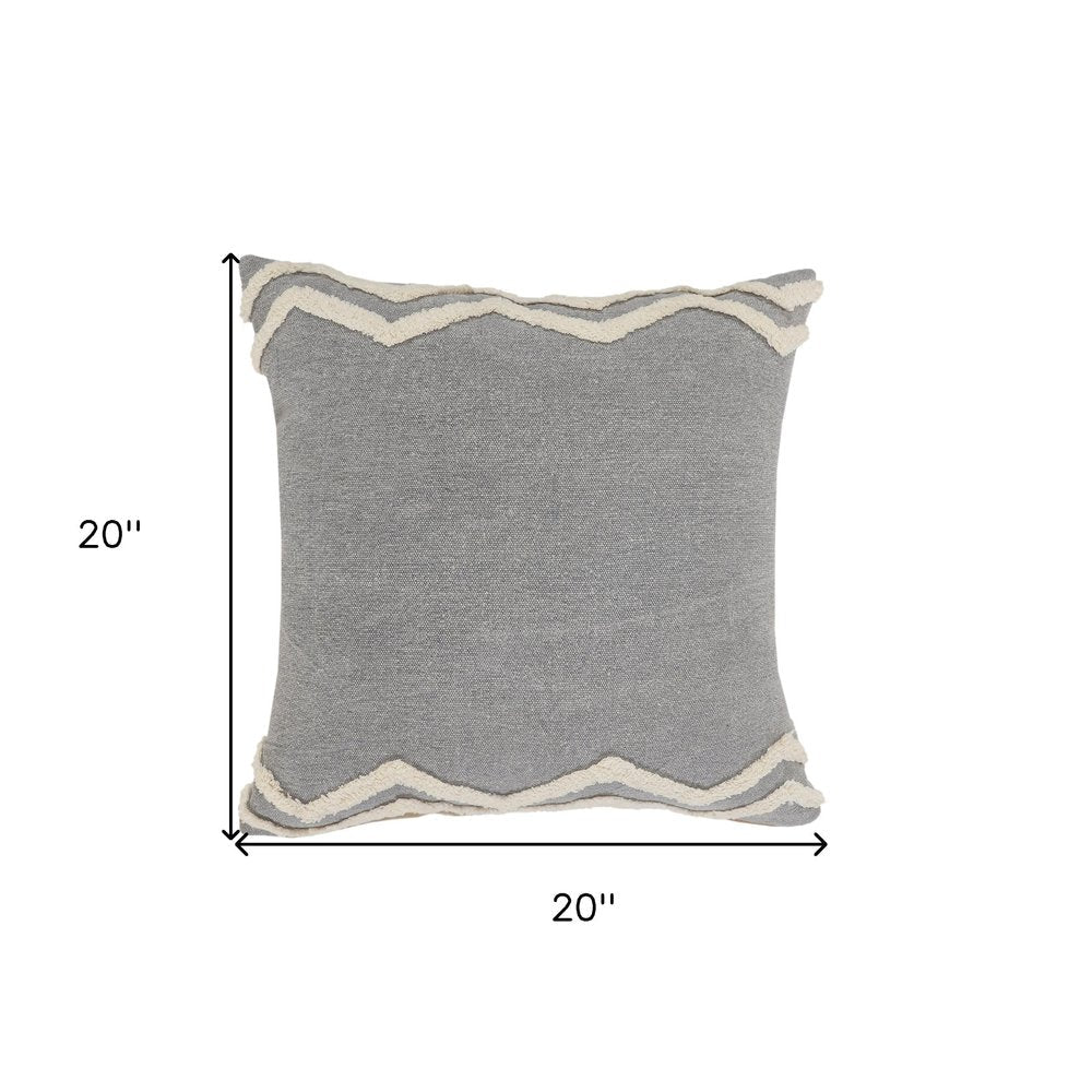 20" X 20" Light Gray Micro Chip Gray And White 100% Cotton Chevron Zippered Pillow — view 7
