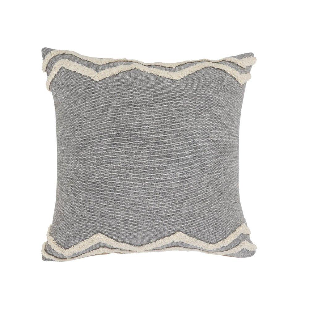 20" X 20" Light Gray Micro Chip Gray And White 100% Cotton Chevron Zippered Pillow HomeRoots