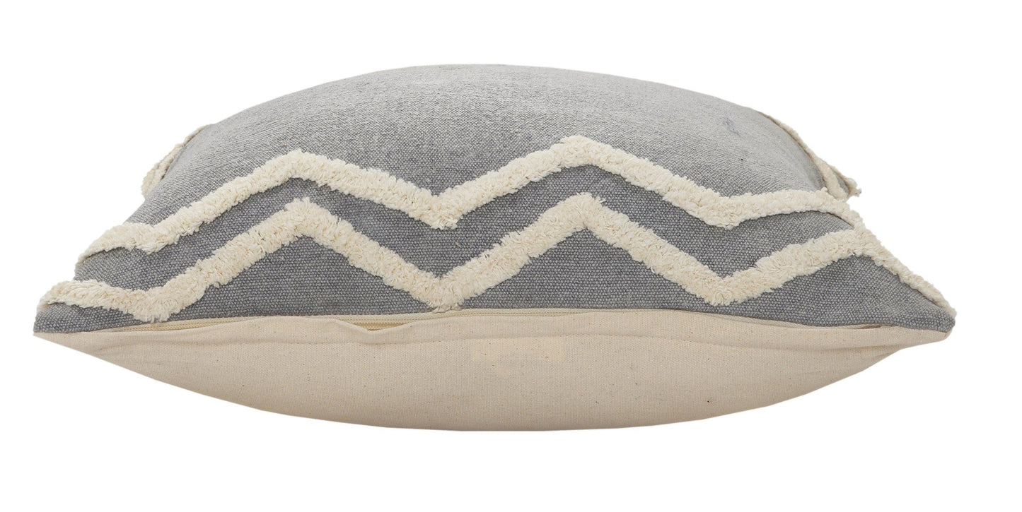 20" X 20" Light Gray Micro Chip Gray And White 100% Cotton Chevron Zippered Pillow FurniFindUSA