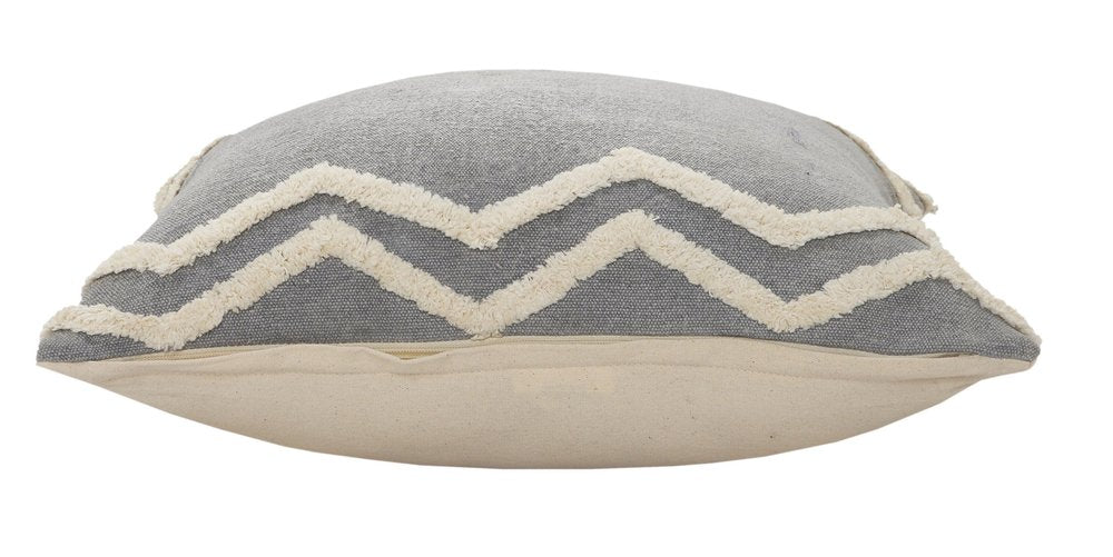 20" X 20" Light Gray Micro Chip Gray And White 100% Cotton Chevron Zippered Pillow — view 3