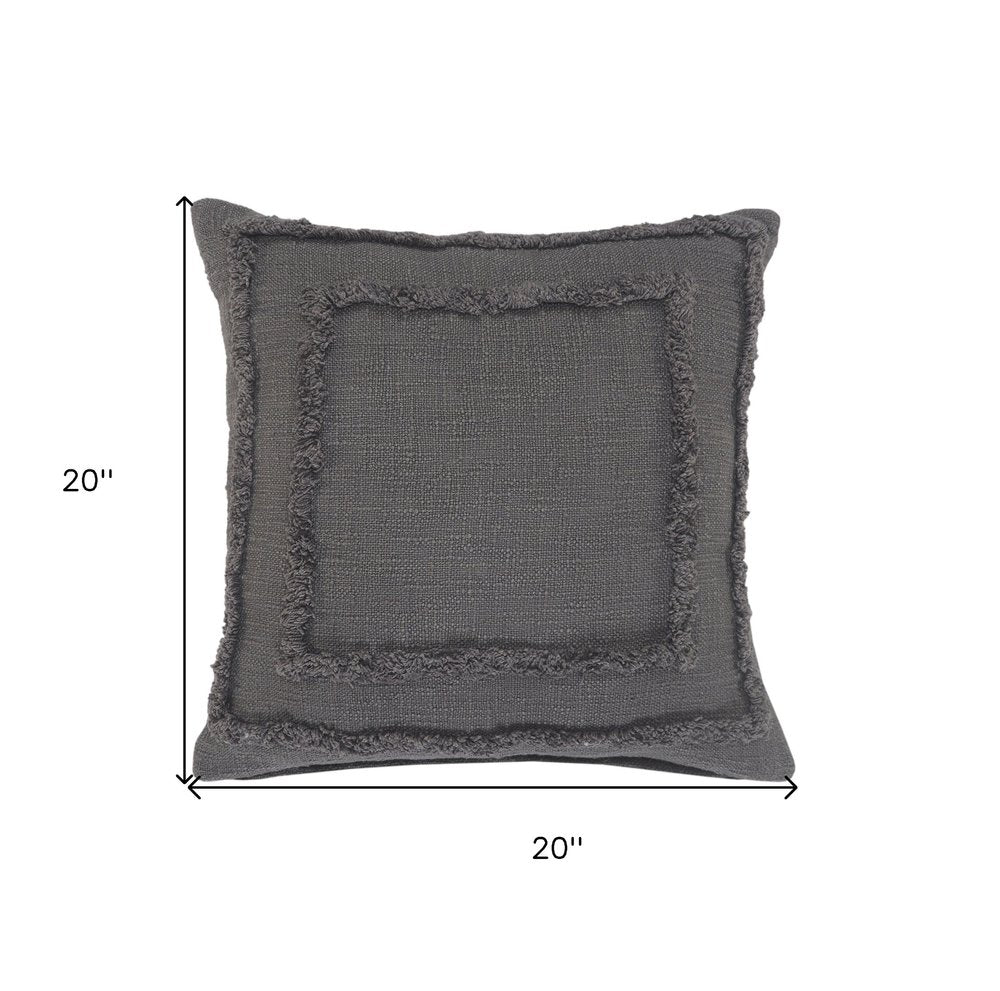 20" Gray Cotton Throw Pillow — view 9