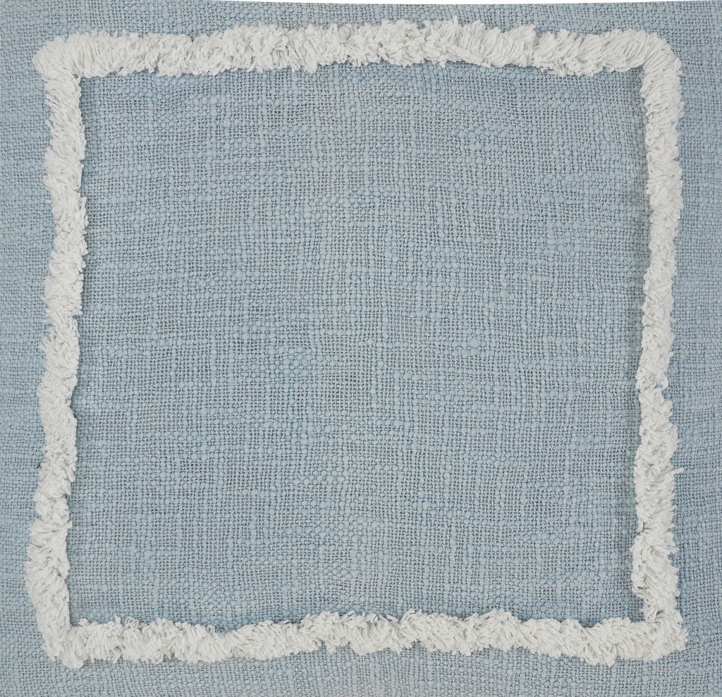 20" X 20" Sky Blue And White 100% Cotton Geometric Zippered Pillow FurniFindUSA