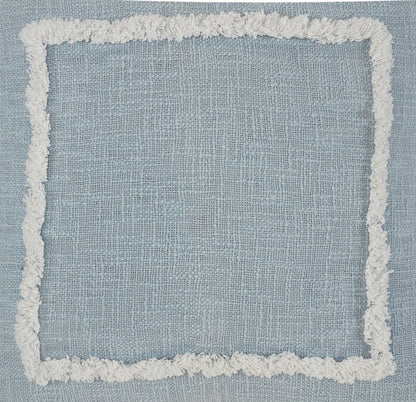 20" X 20" Sky Blue And White 100% Cotton Geometric Zippered Pillow FurniFindUSA