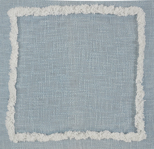 20" X 20" Sky Blue And White 100% Cotton Geometric Zippered Pillow FurniFindUSA