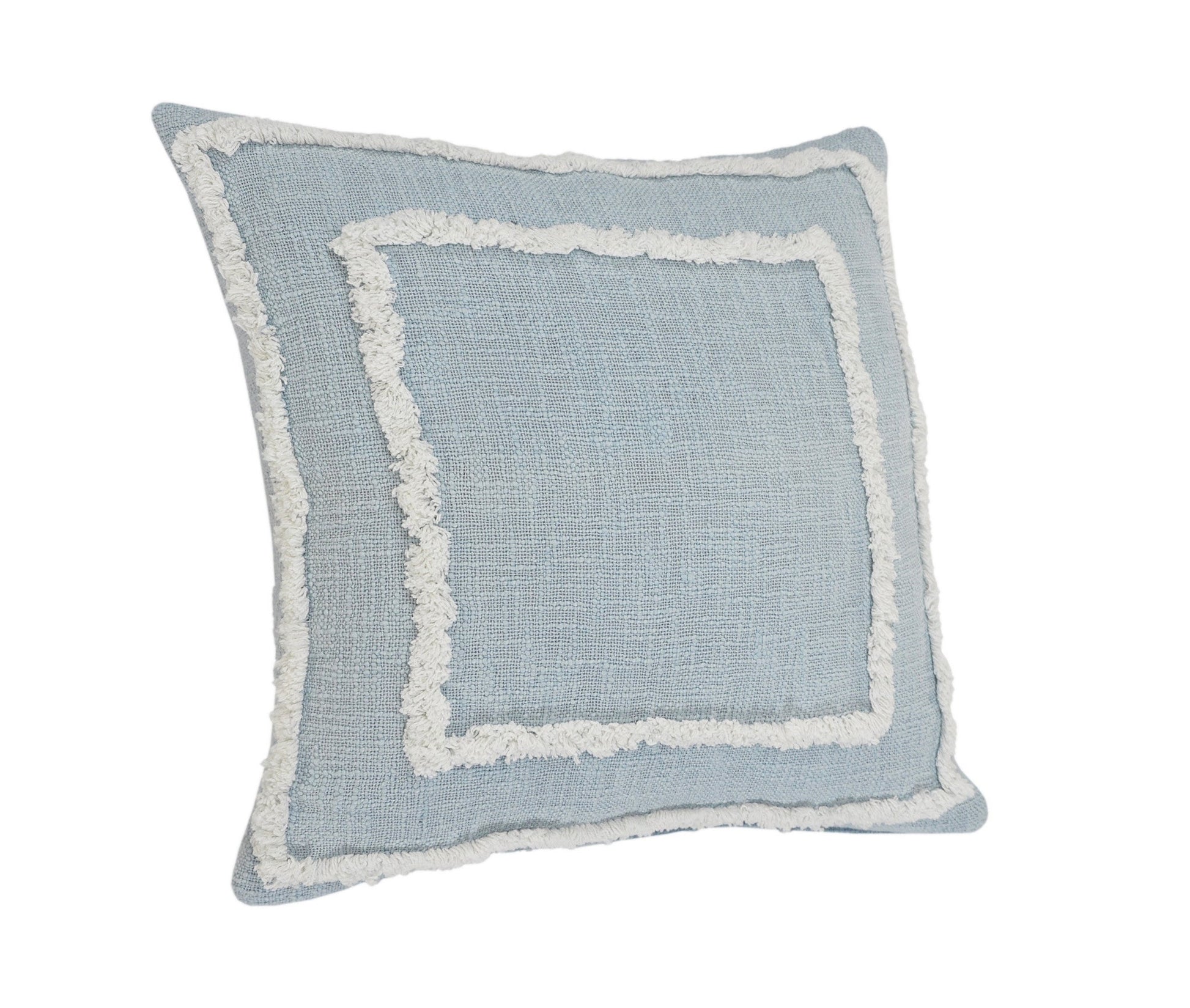 20" X 20" Sky Blue And White 100% Cotton Geometric Zippered Pillow FurniFindUSA