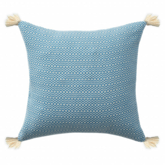 18" X 18" Light Blue 100% Cotton Geometric Zippered Pillow FurniFindUSA