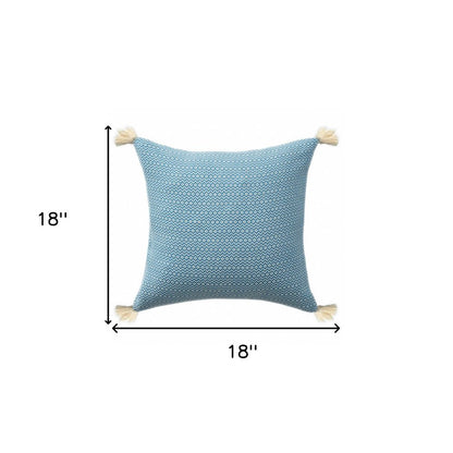 18" X 18" Light Blue 100% Cotton Geometric Zippered Pillow HomeRoots