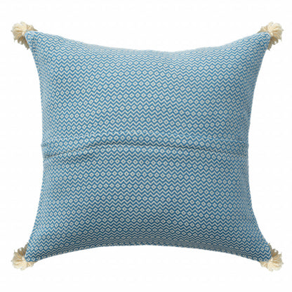 18" X 18" Light Blue 100% Cotton Geometric Zippered Pillow FurniFindUSA