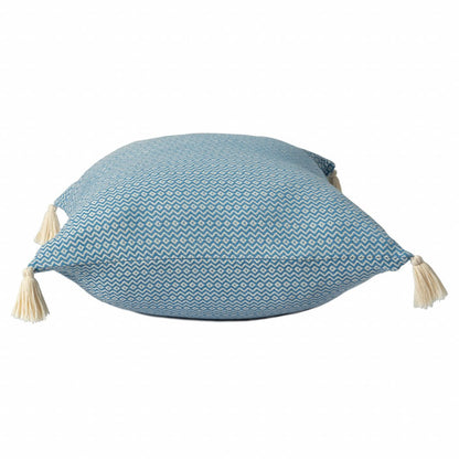 18" X 18" Light Blue 100% Cotton Geometric Zippered Pillow HomeRoots