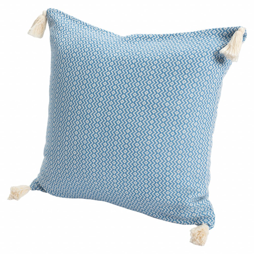 18" X 18" Light Blue 100% Cotton Geometric Zippered Pillow — view 6