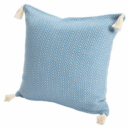 18" X 18" Light Blue 100% Cotton Geometric Zippered Pillow HomeRoots