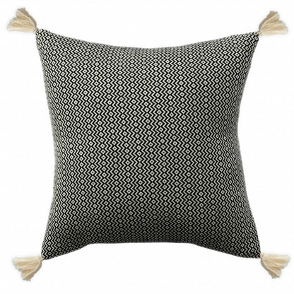 18" X 18" Black 100% Cotton Geometric Zippered Pillow FurniFindUSA