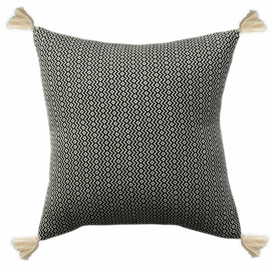 18" X 18" Black 100% Cotton Geometric Zippered Pillow FurniFindUSA