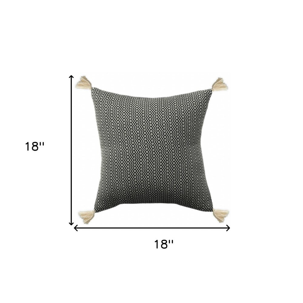 18" X 18" Black 100% Cotton Geometric Zippered Pillow HomeRoots