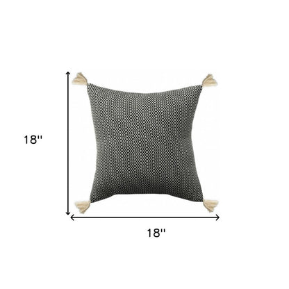 18" X 18" Black 100% Cotton Geometric Zippered Pillow HomeRoots