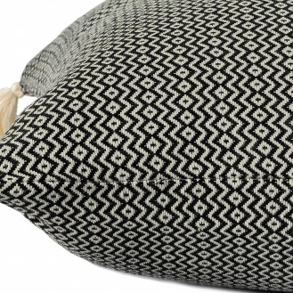 18" X 18" Black 100% Cotton Geometric Zippered Pillow HomeRoots