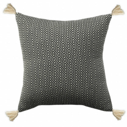 18" X 18" Black 100% Cotton Geometric Zippered Pillow HomeRoots