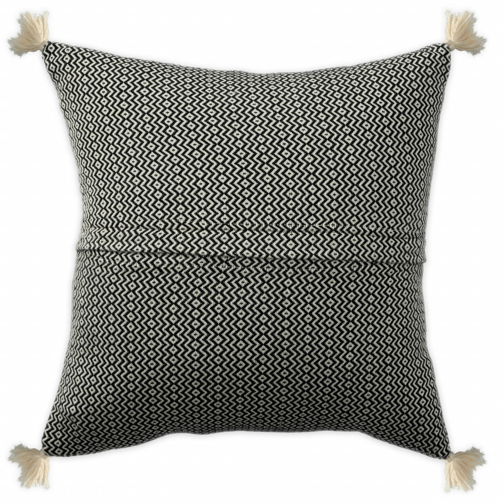 18" X 18" Black 100% Cotton Geometric Zippered Pillow FurniFindUSA