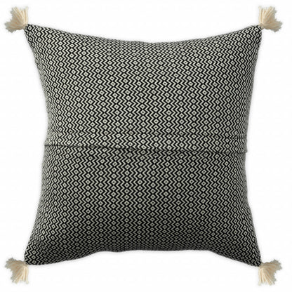 18" X 18" Black 100% Cotton Geometric Zippered Pillow FurniFindUSA