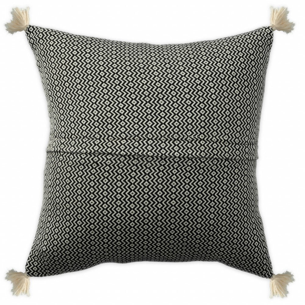 18" X 18" Black 100% Cotton Geometric Zippered Pillow HomeRoots