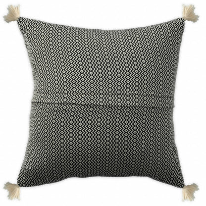 18" X 18" Black 100% Cotton Geometric Zippered Pillow HomeRoots
